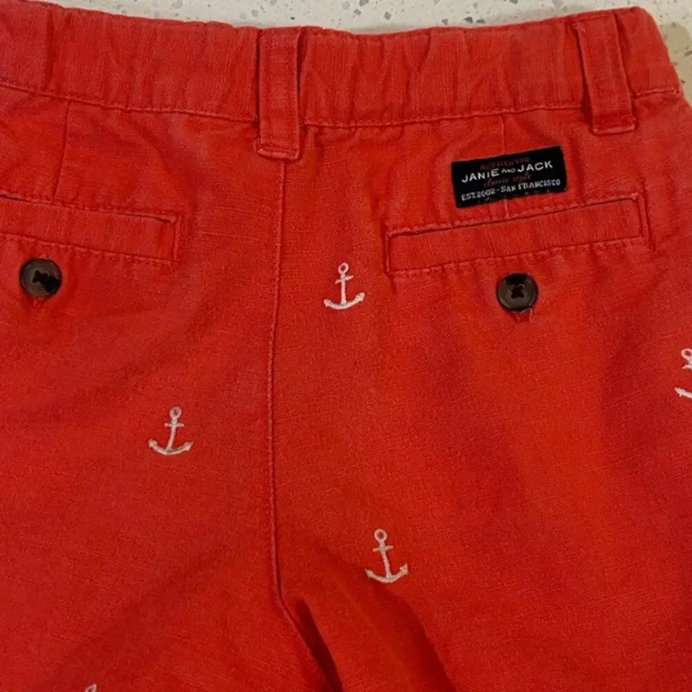 Janie and Jack Red Toddler Anchor Embroidered Shorts size 2T